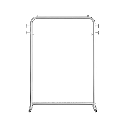 Garderobenständer Licht Luxus Boden Mantel Rack Hause Einfache Sonne Rack Student Schlafsaal Schlafzimmer Hängende Kleidung Rack Multifunktionale Rack Mit Rädern Kleiderständer ( Color : Silver , Size