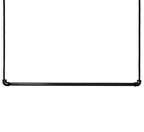 craftwerk 11 Hängegarderobe Pro | Schwarzes Premium beschichtetes Metall Rohr mit Segel Seil | Kleiderstange Deckenmontage | Vintage Industrial | hängend & höhenverstellbar (87 cm)