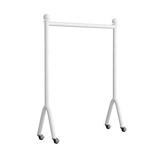 SOGOLI Garderobenständer, rollbare Kleiderstange, strapazierfähiger Kleiderständer, Kleiderständer mit Rädern für Zuhause/Einzelhandel, Weiß, 100 x 155 cm Happy Many Times