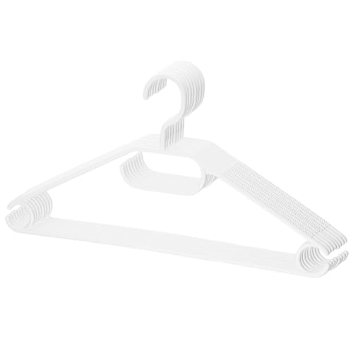 Berlona Kleiderbügel | 10 Stück | Rutschfester Kunststoffbügel | 360° drehbarer Haken | Platzsparender Bügel, leicht und funktionell | 41 cm x 21 cm | für Mäntel, Kleider, Hemden, Pullover | Weiß
