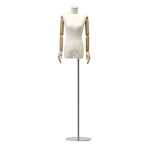Schneiderpuppen Schaufensterpuppen-Torso, Schaufensterpuppen-Ständer, weiblicher Schaufensterpuppen-Torso, feststeckbare Halbkörper-Frauenkleiderform für Schaufenster-Garderobe, Metallsockel-Display,