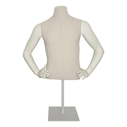 fella4stores Casual Herren-Torso mit Stoffüberzug, Schaufensterpuppe Oberkörper auf Tischständer, GDB105