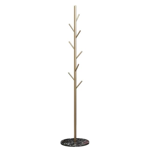 Antiker Messing-Garderobenständer, freistehend, 8 Haken, Baum-Kleiderständer, Marmorsockel, Ständer für Mäntel, Hüte, Schals, Kleidung, C