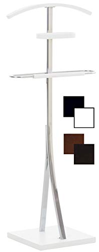 CLP Herrendiener Navan Mit Hosenstange Und Kleiderbügel I Unisex Kleiderbutler Metall & Holz I Stummer Diener In 4 Farben Erhältlich, Farbe:weiß