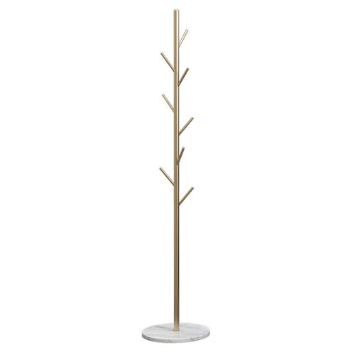 GiMLy Antiker Messing-Garderobenständer, Freistehend, 8 Haken, Baum-Kleiderständer, Marmorsockel, Ständer Für Mäntel, Hüte, Schals, Kleidung,A