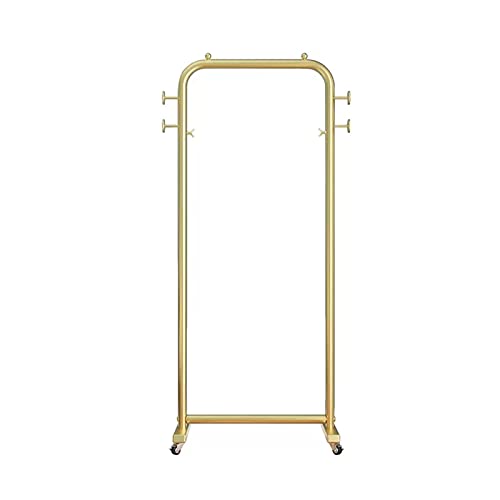 Garderobenständer Licht Luxus Boden Mantel Rack Hause Einfache Sonne Rack Student Schlafsaal Schlafzimmer Hängende Kleidung Rack Multifunktionale Rack Mit Rädern Kleiderständer (Color : Gold, Size :