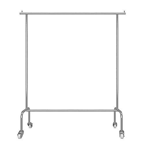 Generisch Rollbarer Kleiderständer mit Rädern – freistehender Kleiderständer aus Edelstahl zum Aufhängen von Kleidung, tragbare Kleiderstange aus Chrom für Schlafzimmer und Boutiquen (Größe: 100 x 40
