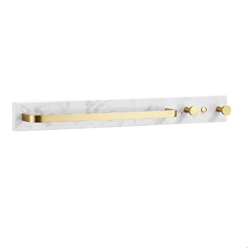 MKAK Marmor Haushalt Einfache Mode Tuch Bar, mit Haken Wand hängen Badezimmer Anhänger weiß Grauer Handtuchständer Bad Handtuchstange(White)