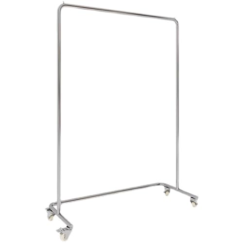 Robuster Kleiderständer aus silbernem Edelstahl – Rollbarer Kleiderständer mit feststellbaren Rädern, freistehende Kleiderstange in Handelsqualität für Schlafzimmer, Schrank oder Einzelhande
