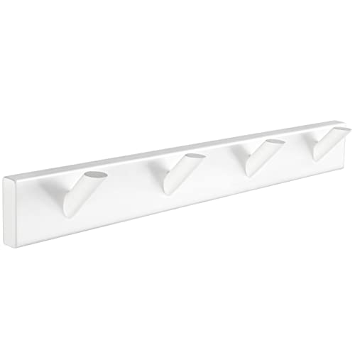 Danhol® Wandgarderobe - Garderobe Holz 4 Haken - Wand Garderobenleiste für Schlafzimmer, Badezimmer und Kinderzimmer - Kindergarderobe - Hakenleiste Holz - Kleiderhaken (Weiß)
