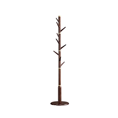 RKSTD garderobenständer Garderobenständer aus Holz freistehender Boden Garderobenständer Messing Dekor mit 9 Haken & Gummi Holz Chassis für Schlafzimmer Eingang Garderobenständer Baum Geschenk
