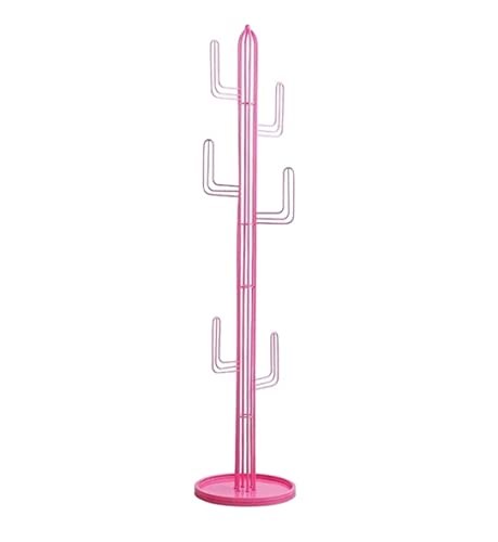 Garderobenständer, Hutablage, Garderobenständer, Metallhut, Kleiderbügel, Kaktus, freistehend, für Handtaschen, Kleidung, Zubehör, Garderobenständer (Farbe: Rosa)
