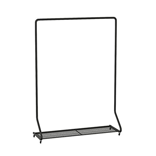 LXGJSQY Garderobenständer Garderobe aus Metall mit Rollen und Ablagefläche Kleiderstange Kleiderständer Rollbare Kleiderstange für Privathaushalte Einzelhandelsgeschäfte Kleiderbügel (Farbe: Schwarz