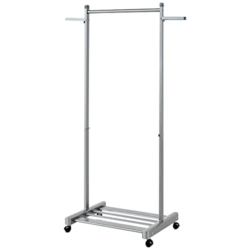 Garderobenständer Robuster Kleiderständer Auf Rädern, Rollbarer Kleiderständer Mit Ablage, Freistehende Garderobe Aus Metall Für Den Eingangsbereich Des Schlafzimmers, Maximale Belastung 50 Kg, Silber