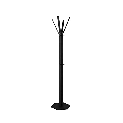 Gorillz Stack Four Garderobenständer stehend schwarz (175 x 40 cm ) I eleganter Kleiderständer aus robustem Stahl mit 12 Garderobenhaken I Platzsparende Garderobe in schlichtem Design