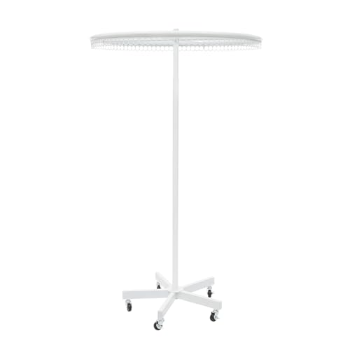 YISSALE Rollbare Rundständer,76m Breit,Ringständer Kleiderständer, Drehständer für Einzelhandelsgeschäfte, Geschenkläden, Einkaufszentren,Flohmärkte (Weiß)