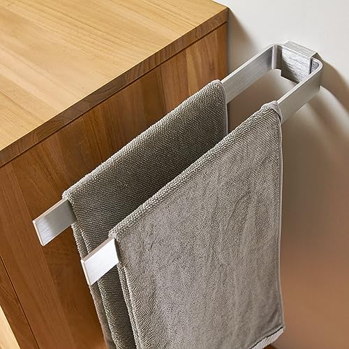Designfabrik Hamburg Handtuchhalter zweiarmig 42 cm | Doppel Handtuchstange für Bad & Küche | Handtuchhalter Wand | Halterung für Handtücher | Handtuchhalter Silber | Modernes Design