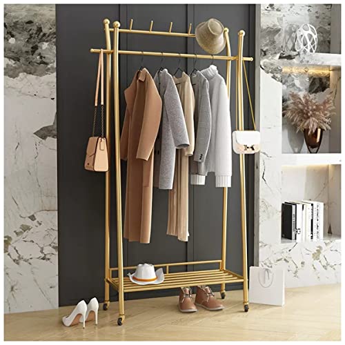 Robuster rollbarer Kleiderständer – exquisiter doppellagiger Kleiderständer für Zuhause und Boutique, 60 cm, Kleiderständer, stabile Kleidung für den Einzelhandel