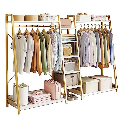 Moderner offener Garderobenständer mit Kleiderstange und Regalen, freistehender Kleiderständer auf Rollen mit Rückabdeckung, ideal für Wohnzimmer oder Eingangsbereich