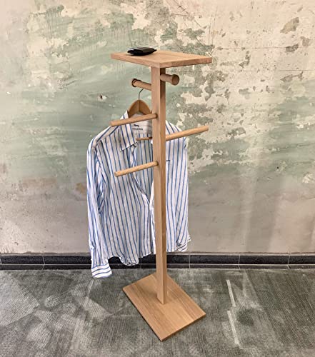 TIDYBOY Herrendiener, Kleiderbutler & Stummer Diener aus Holz, Design Kleiderständer, Kleiderhalter & Klamotten Ständer Handgearbeitet, Modern Stiller Diener Kleiderablage für Schlafzimmer (Natur)