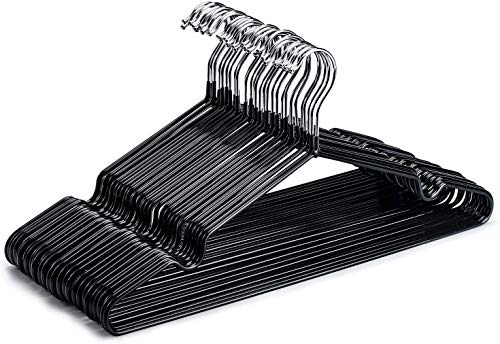 HOUSE DAY Kleiderbügel Schwarz 40 Stück Gummibeschichtet Metall Kleiderbügel Drahtbügel Kleiderbügel rutschfest Kleiderbüge Stabil Platzsparend Kleiderbügel Dünn Kleiderbügel 0,4cm Dick