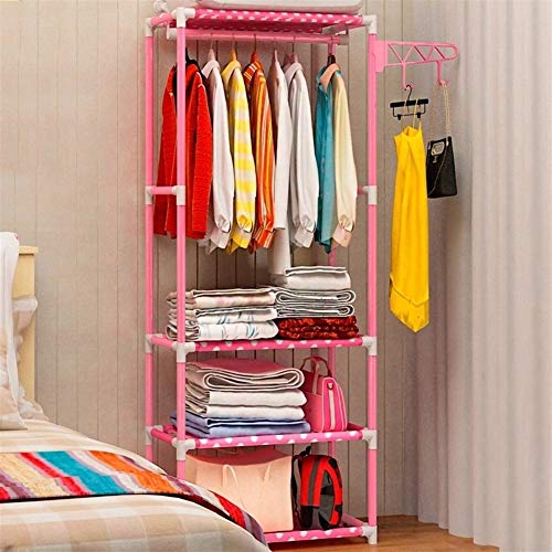 NLJYSH 1 PCS Einfache Metall Eisen Kleiderständer Stand hängende Kleidung Lagerung Regal Kleiderbügel Racks Schlafzimmermöbel (Color : Pink)