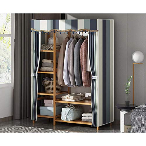 TCRAZY Faltgarderobe Einfacher hängender Faltgarderobe-Mietraum mit zusammengebautem Kinderfaltgarderobe-Aufhänger-Stoff-Hausschlafzimmer-großem Faltgarderobe K (Farbe: H)