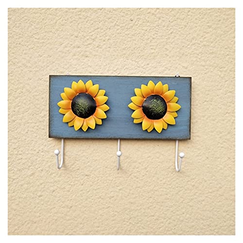 Garderobenständer Hut Organizer Haken 1 stücke Sonnenblumenkunst Eisenhaken Garten Antike Holz Mantel Handwerk Wand Hanging Mantel Rack Vintage Kreative Laden Home Decoration Wandhalterung für Gardero