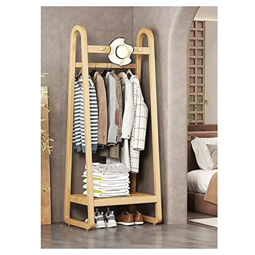Garderobenständer aus Bambus mit Haken und Ablagefläche, Garderobenständer mit Kleiderstange, Wandregal für Eingangsbereich, Wohnzimmer, Büro und Schlafzimmer (Farbe: Baumstamm, Größe: 70 cm