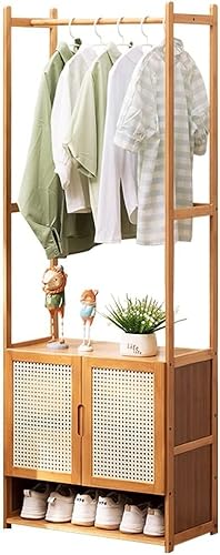 MAVERY Solider Kleiderständer, 3-in-1-moderner Bambusständer mit Schuhregal und Garderobenstange, für die Schlafzimmergarderobe, Belastung 60 kg, Natur 62 x 31 x 170 cm