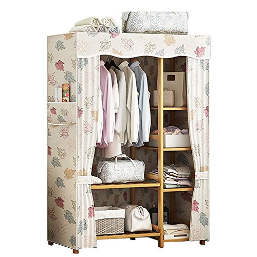 Bawgwgwy Schwerlast Kleiderständer, Stabil Bambus Garderobenständer Ideal für Flure Eingang, mit 7 Ablage und Schutzhülle, Maximale Belastung 100kg, Natur-Design 93x35x165cm