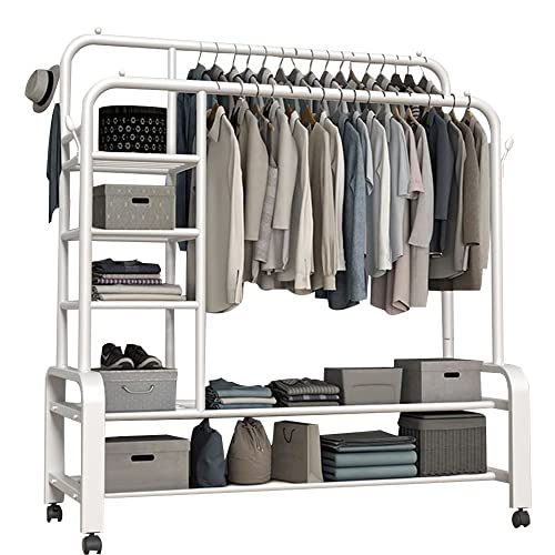 Strapazierfähige Kleiderstange, 3-in-1-Eingangs-Garderobenständer mit Schuhständer, 100 kg Tragkraft, rollbarer Kleiderständer für Wohnzimmer, Flur, Schlafzimmer, 120 cm/140 cm Größenoption