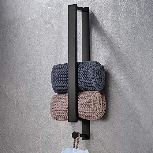 JOLY FANG Handtuchhalter Ohne Bohren, Edelstahl Handtuchstange Selbstklebend, Badetuchhalter Gästehandtuchhalter 40cm (Schwarz)