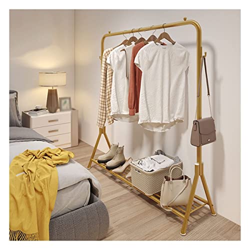 Exquisiter Kleiderstangenständer, freistehender Kleiderständer, Kleiderständer, robuster Kleiderständer, 2 seitliche Haken für den Innenbereich, Schlafzimmer, Kleiderständer für Kinder/Gold/60 cm