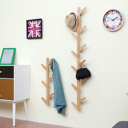 WEII Kleiderständer aus Massivholz zum Aufhängen an der Wand für Wohnzimmer, Schlafzimmer, Dekoration, Wood Color, 78 * 22 * 7cm