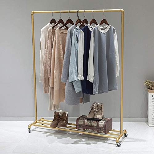 FURVOKIA Industrial Pipe Bekleidungsregal Garment Rack Pipeline Vintage Pipe Rack Closet Organizer Steampunk Dekorieren Sie ein Rack (Gold)