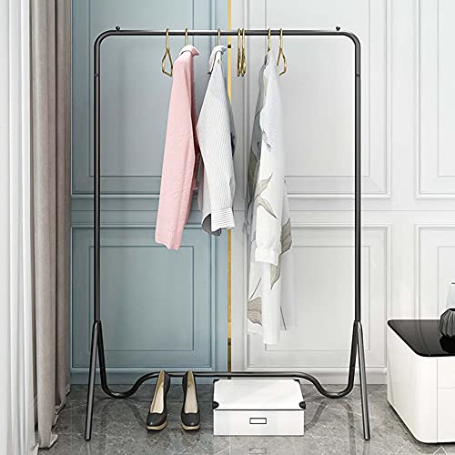 XI FA Garderobenständer im Industrie-Design Doppelpoliger Schlafzimmer-Kleiderständer mit unterem Ablagefach für Wäscheständer Metall Kleiderständer Freistehender Kleiderbügel