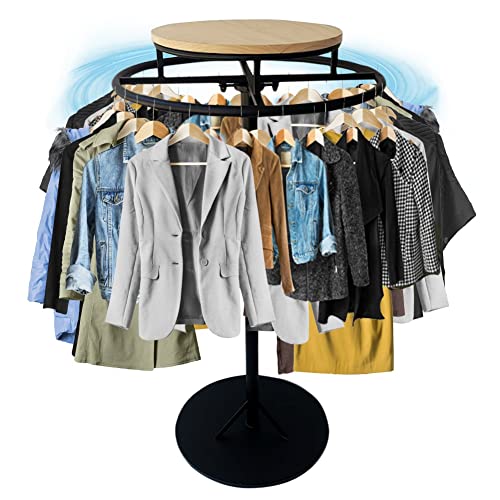 ZICHOUYING kleiderstange Metall 360°-Rotation, Schwerlast Stabil Round Kleiderständer Fahrbarer Design Klamotten Ständer for Home,Shops, Farbe : Natural, Größe:60…
