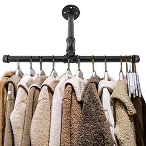 Homtone Industrieller Kleiderständer, 50 cm Wandmontierter Rustikaler Zustand, Metall-Handtuch-Hängegriff, Abnehmbare Schwarze Eisen-Kleiderständer, Rollpapierständer