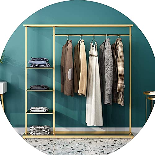 Metall-Kleiderschrank-Organizer mit 4 Etagen, Standregal, goldfarben, 2 Größen (Größe: 120 x 40 x 155 cm)