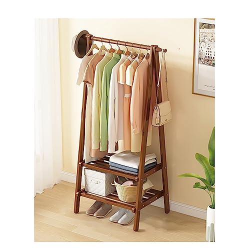 Garderobenständer mit Schuhaufbewahrung, höhenverstellbar, freistehend, Kleiderständer für Hüte, Mäntel, Kleidung, Massivholz, Bambus, Metall, baumähnliches Design, einfache Montage und