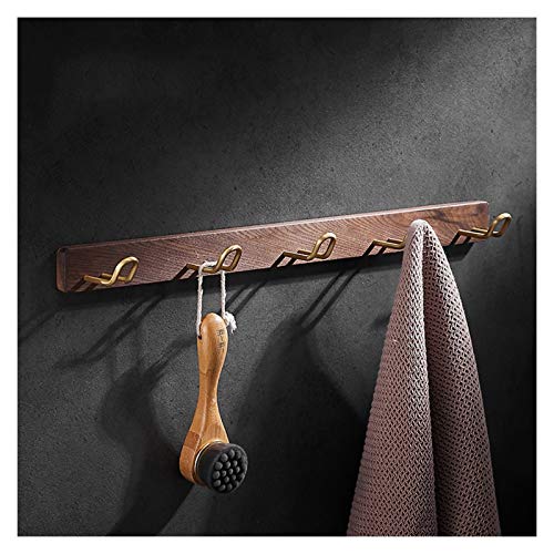 Garderobenständer, Wandmontage, einfacher modischer Kleiderhaken, moderner Reihenhaken, Massivholz, Messing, frei von Perforation, Wandbehang, Kleiderbügel, kreatives Wandregal, Wandgarderobe (S