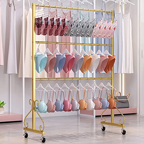 Kleiderständer, rollbares Aufbewahrungsregal mit Aufhängestange und Rollen, multifunktionaler bodenstehender Organizer für Handtücher, Schals, Kleiderbügel und Schmuck