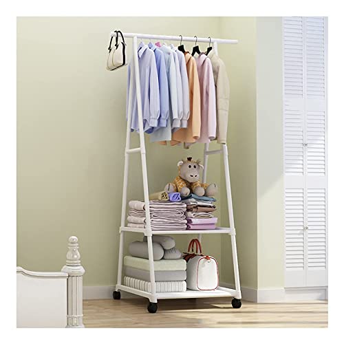 NICBEL Kleiderständer Kleiderständer aus Metall mit Regalen für Schlafzimmer, rollbarer Kleiderständer auf Rädern für Zuhause, Schlafzimmer, Wäsche, Kleiner Platz, Eingangsbereich/Weiß Hello