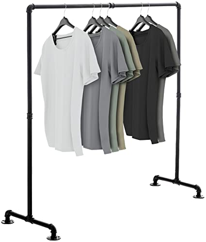 CLP Kleiderständer Jersey aus Metall im angesagten Industrial Design | Höhe ca. 150 cm | Breite 120-150 cm, Farbe:schwarz, Größe:150 cm