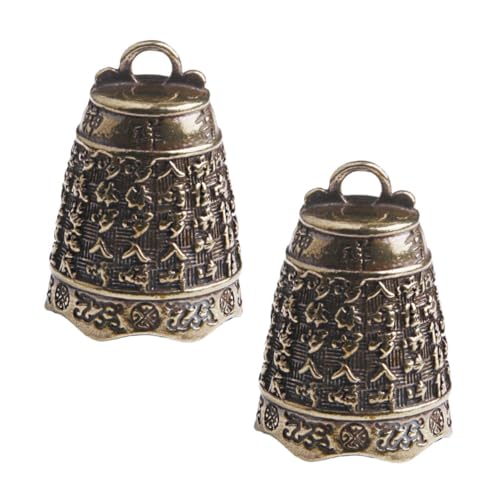 HOMSFOU 2 Kleine Messingglocken Messing-Schlüsselanhänger Vintage-Weihnachtsdekorationen Mini-Kleiderständer Mini-Ring Glockenanhänger Kupferglocke Buddhistischer