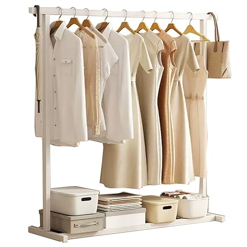 VetEur Bambus-Kleiderständer, Holz-Kleiderstange, Kleiderständer, Mantel Mit Stauraum, Bambus-Kleiderstangen, Garderobenständer Zum Aufhängen Von Freistehenden Kleidungsstücken/C/120 * 40 * 125Cm