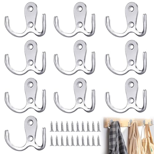 10 Stück Kleiderhaken Silber,Kleiderhaken,Kleiderhaken Wand,Haken Garderobe,Garderobenhaken Silber,Garderobenhaken,Kleiderhaken Garderobe,Garderobenhaken Vintage mit Schrauben,für Bad,Küche
