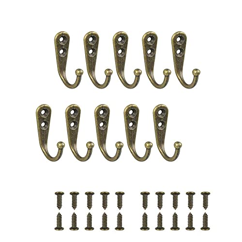 JINXM 10 Stück Vintage Kleiderhaken mit Schrauben Huthaken Wandhaken Garderobenhaken Gartenhaken Dekorativen Haken Vintage Bronze mit Hakenfür Schlüssel Taschen Handtücher Bronze