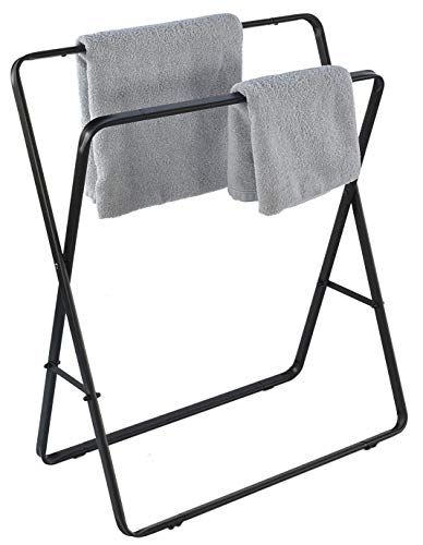 Handtuchständer mit 2 Handtuchstangen freistehend Handtuchhalter Badehandtuch Kleiderständer Metall Schwarz Klappbar